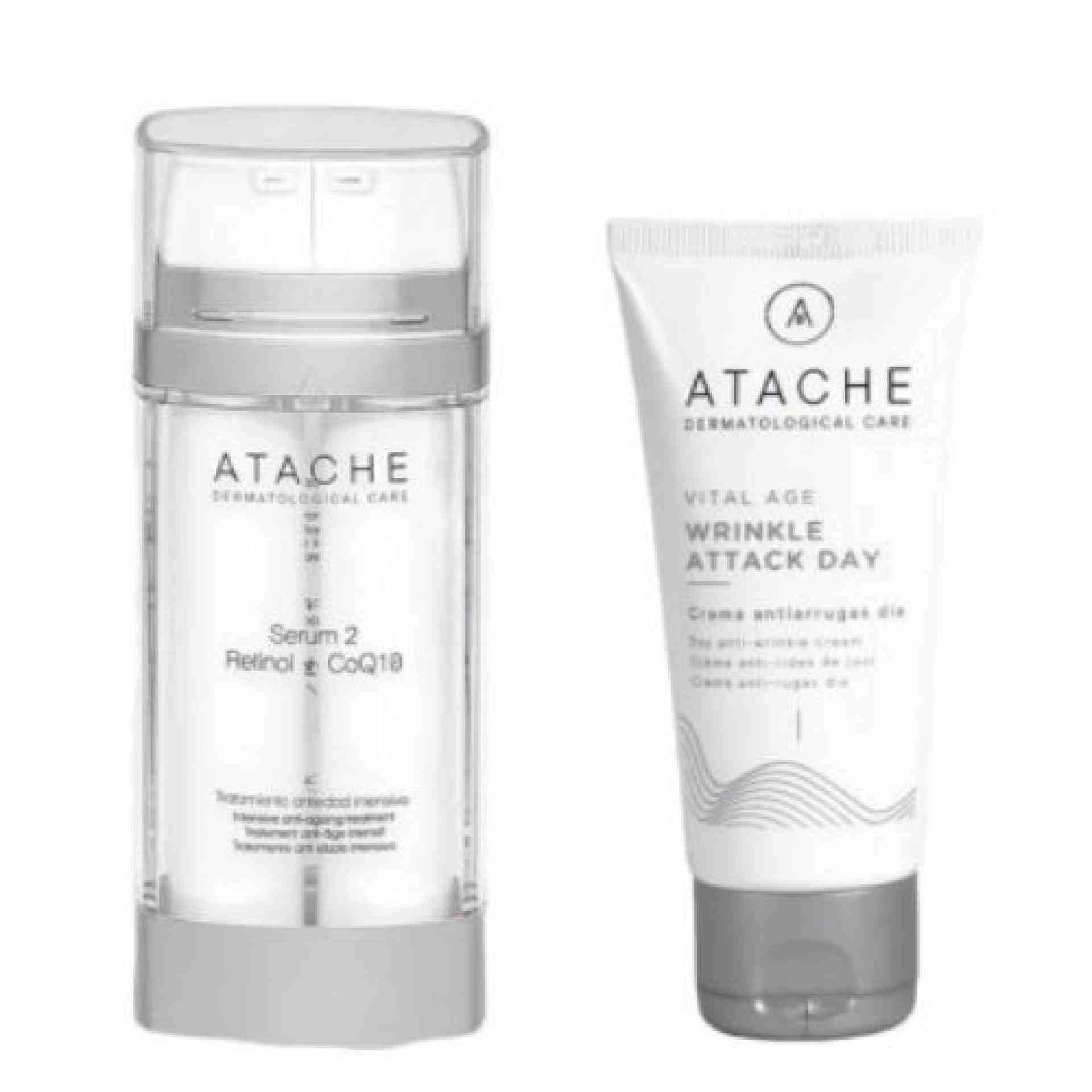 Serum 2 + Wrinkle Attack Day | Serum 2 Retinol + CoQ10 30 ml + Crema Antiarrugas 50 ml -  Atache ®