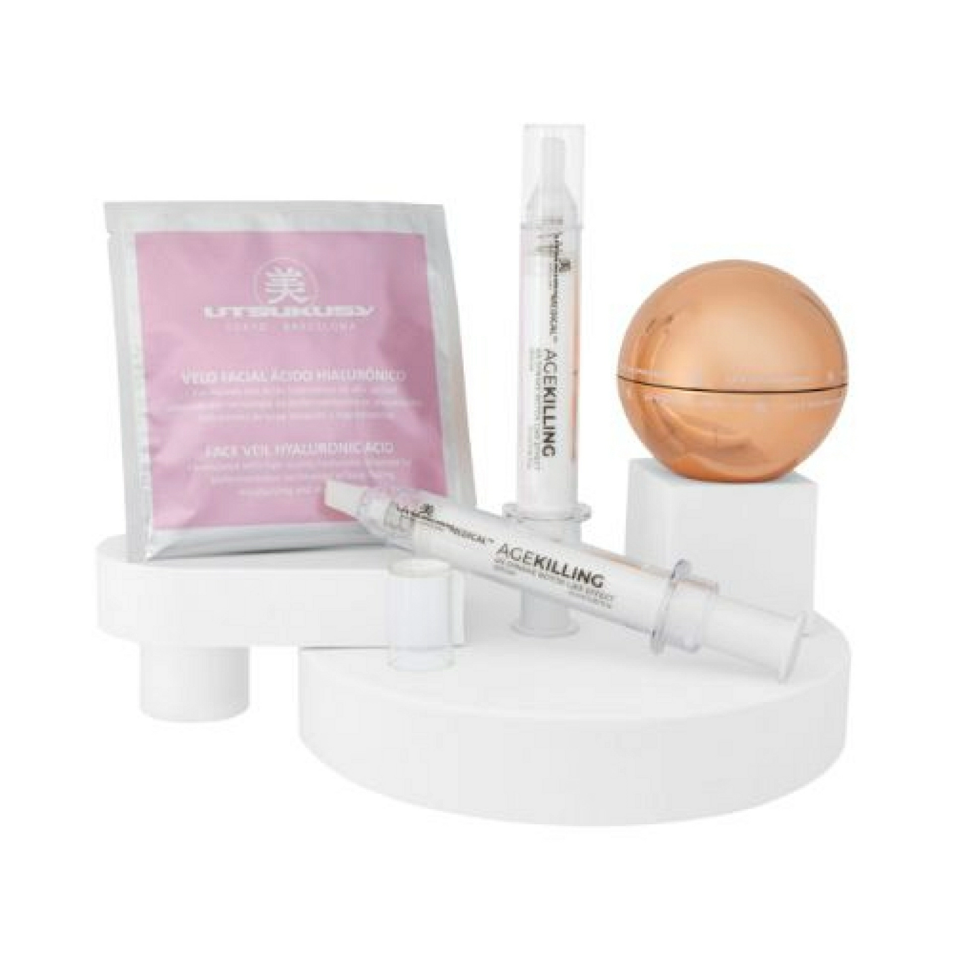 Set  2025 Age Killing | 2 Serums 10 ml + Crema 50 ml + Velo de Ácido Hialurónico + Neceser – Utsukusy ®