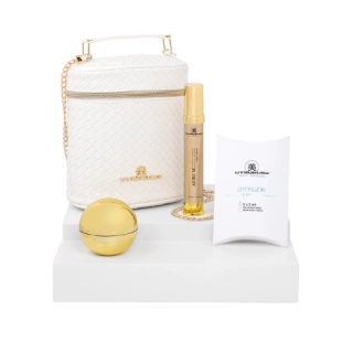 Set Aurum con neceser | Crema Aurum 50ml + Serum Aurum 35ml + Ampollas OXYGEN 2ml - Ritual Oro - Utsukusy ®