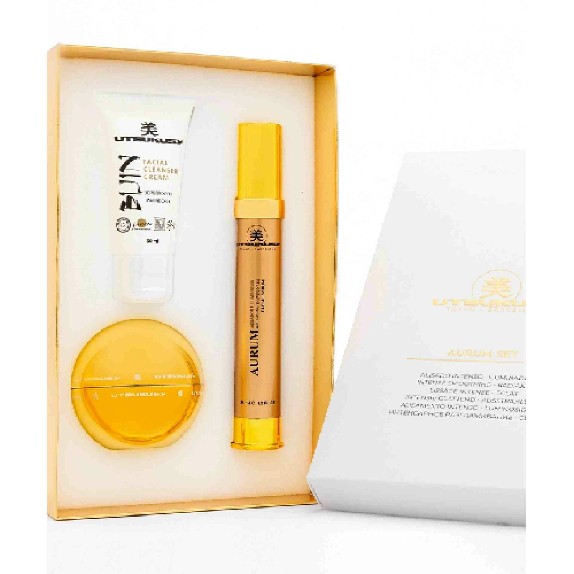 Set Aurum | Limpiador Bijin 50ml + Crema Aurum 50ml + Serum Aurum 30ml - Utsukusy ®