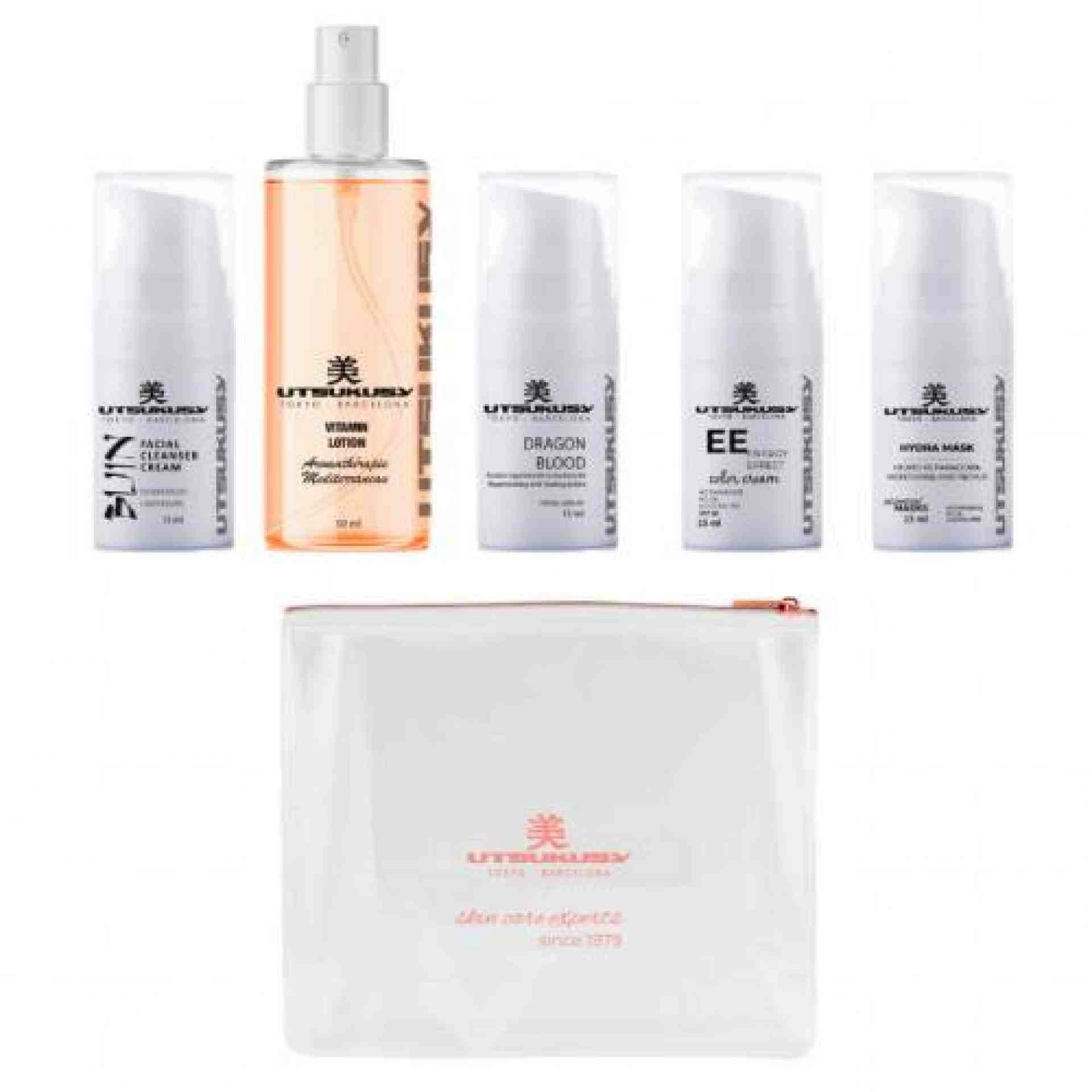 Set descubrimiento: Bijin 15ml, Lotion 30ml, Serum 15ml, Hydra Mask 15ml y EE Cream 15ml | Utsukusy ®