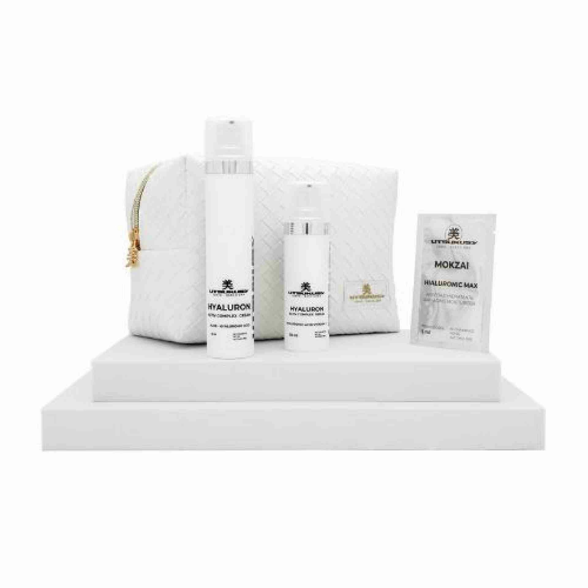 Set Mokzai Hyaluron | Crema 50 ml + Sérum 30 ml + 1 Mask 5 ml + Neceser de Regalo - Utsukusy ®
