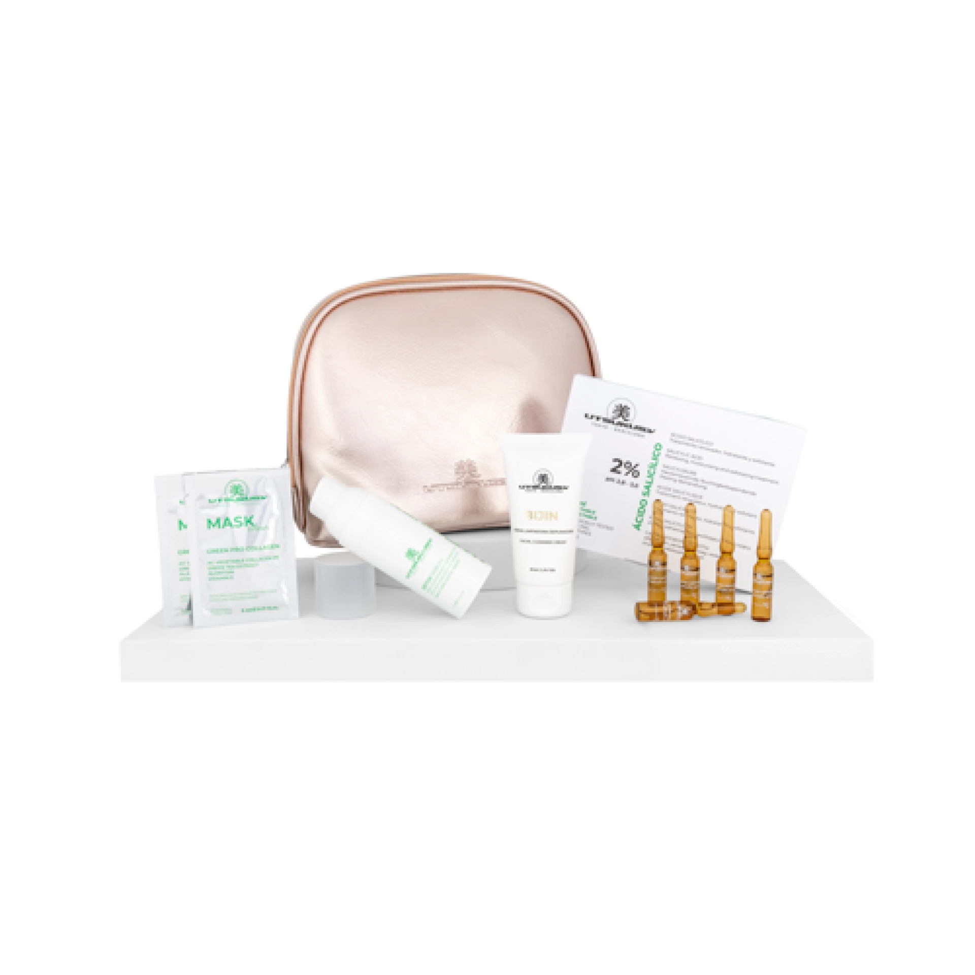 Set Navidad 2025 Detox | Serum Detox 30ml + Bijin 50ml + Ampollas Ácido Salicílico 5x2ml + 2 Mascarillas Green Pro Collagen + Neceser de Regalo - Utsukusy ®