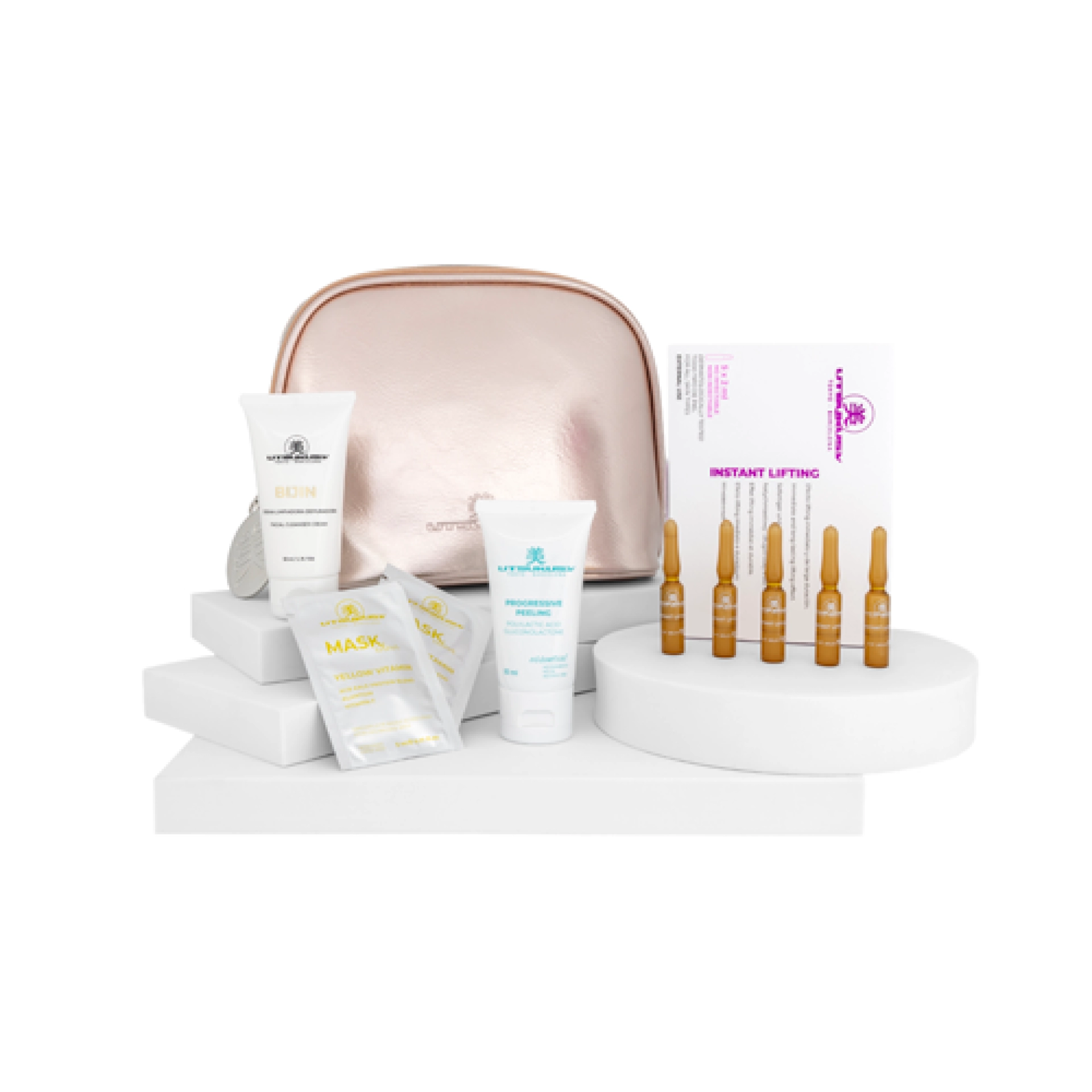Set Navidad 2025 Instant Lifting | Serum Instant Lifting 5x2ml + Crema Bijin 50ml + Progressive Peeling 50ml + 2 Mascarillas Yellow Vitamin + Neceser de Regalo - Utsukusy ®