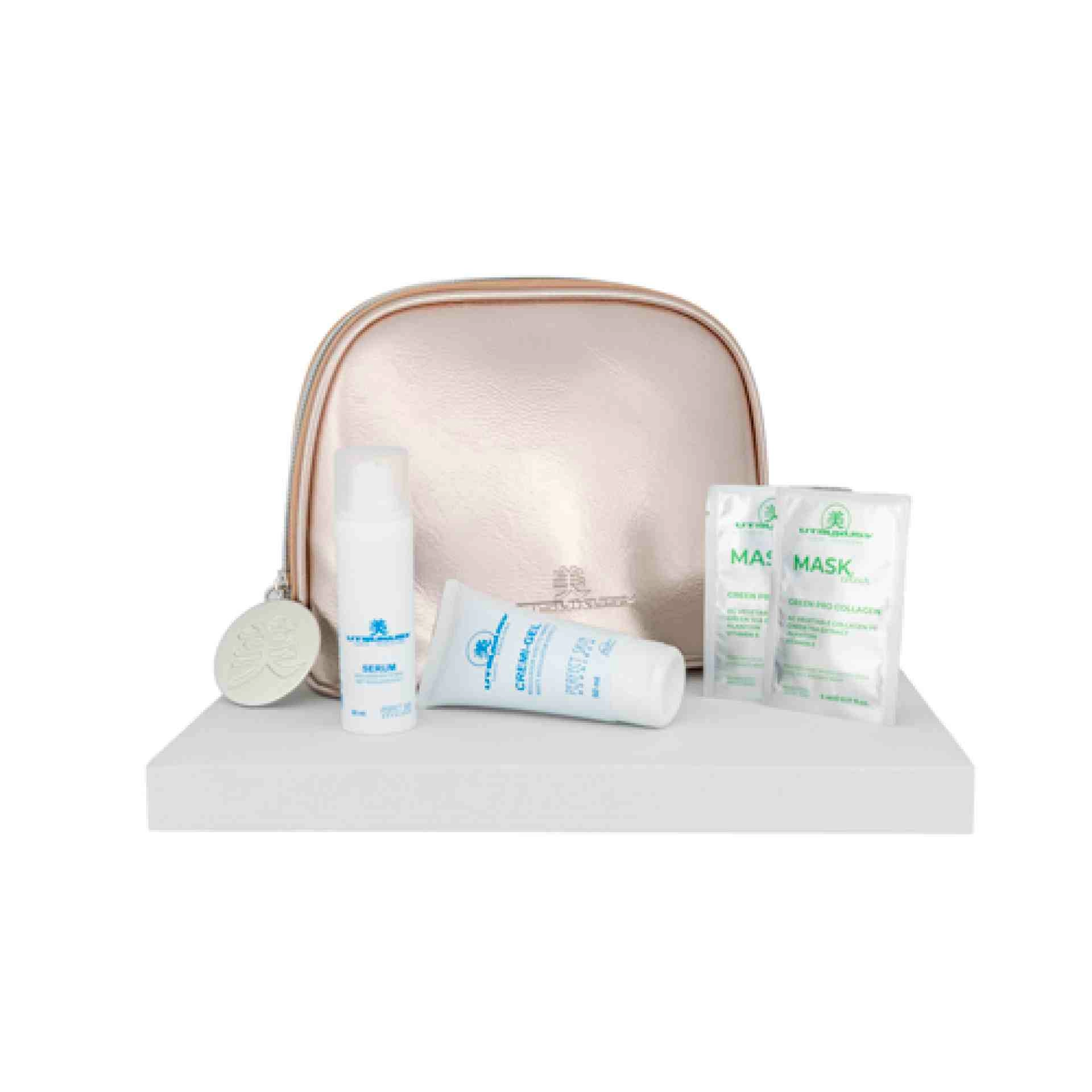 Set Navidad 2025 Perfect Skin | Cremi-Gel 50ml + Serum Regulador 30ml + 2 Mascarillas Green Pro Collagen + Neceser de Regalo - Utsukusy ®