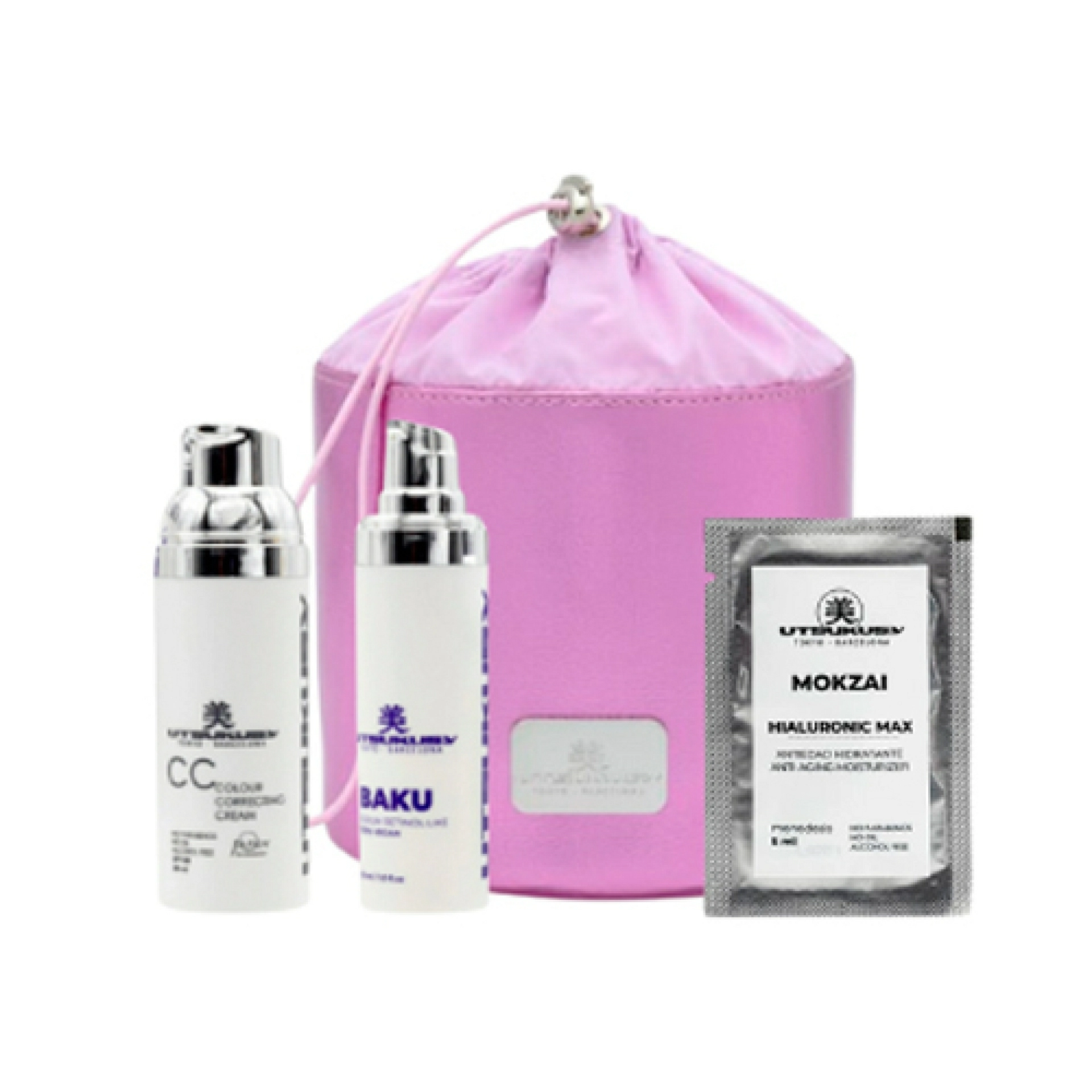 Set Navidad Baku - Crema con Color | Serum Baku 30 ml + Crema Color 50 ml SPF 50 + Mascarilla Hialuronic Max + Neceser de Regalo - Utsukusy ®