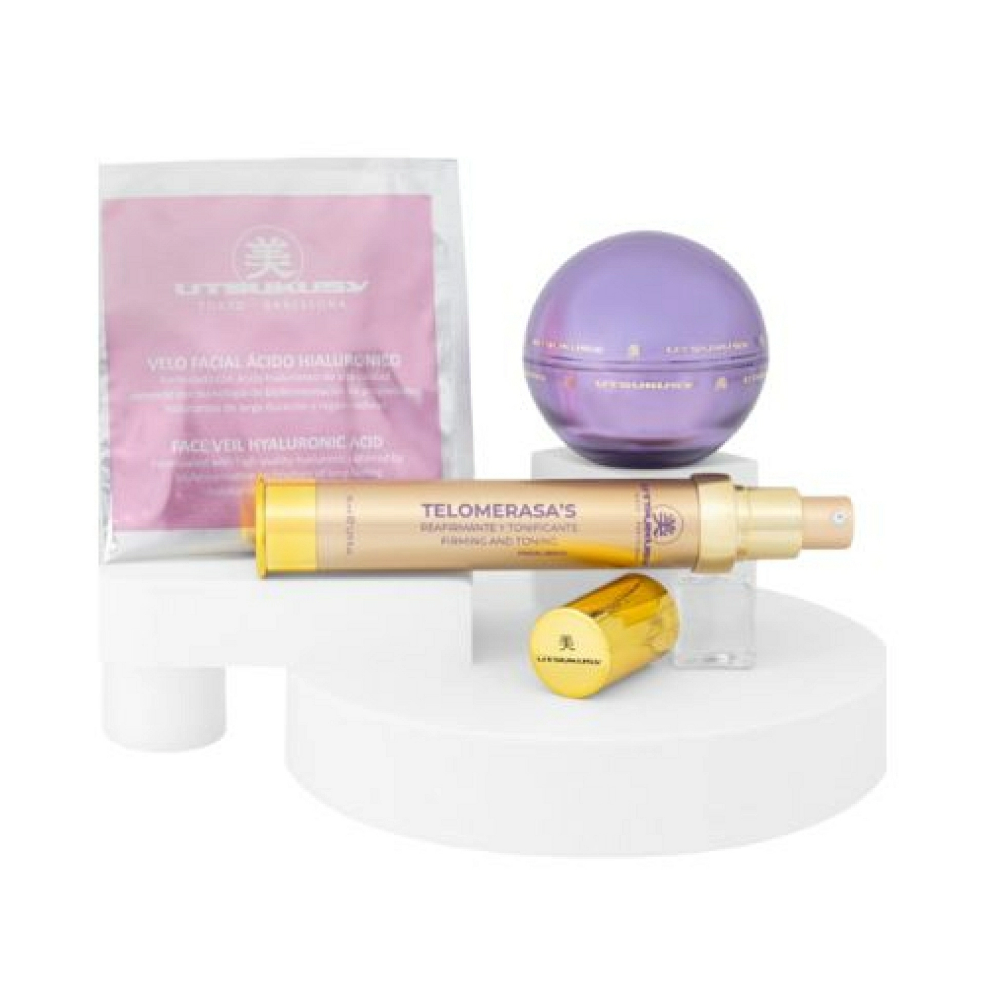 Set Navidad Telomerasas | Crema 50 ml + Serum 35 ml + Velo de Ácido Hialurónico + Neceser – Utsukusy ®