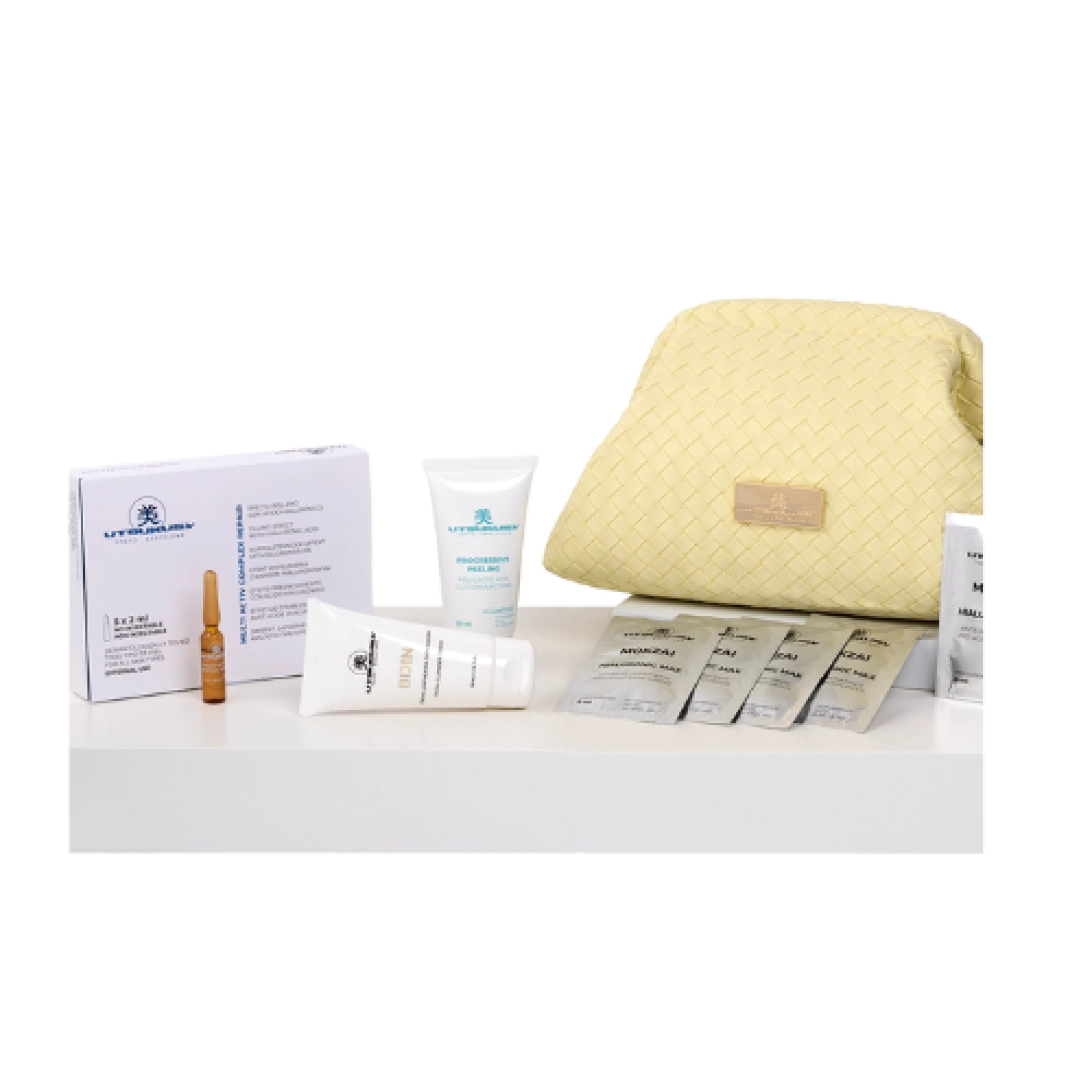 Set Progressive - Multi Activ Complex con Neceser | Crema depuradora BIJIN 50ml + MULTI ACTIV COMPLEX ampollas 2ml + mascarillas Mokzai 5 uds + Progresive peeling 50ml - Utsukusy ®