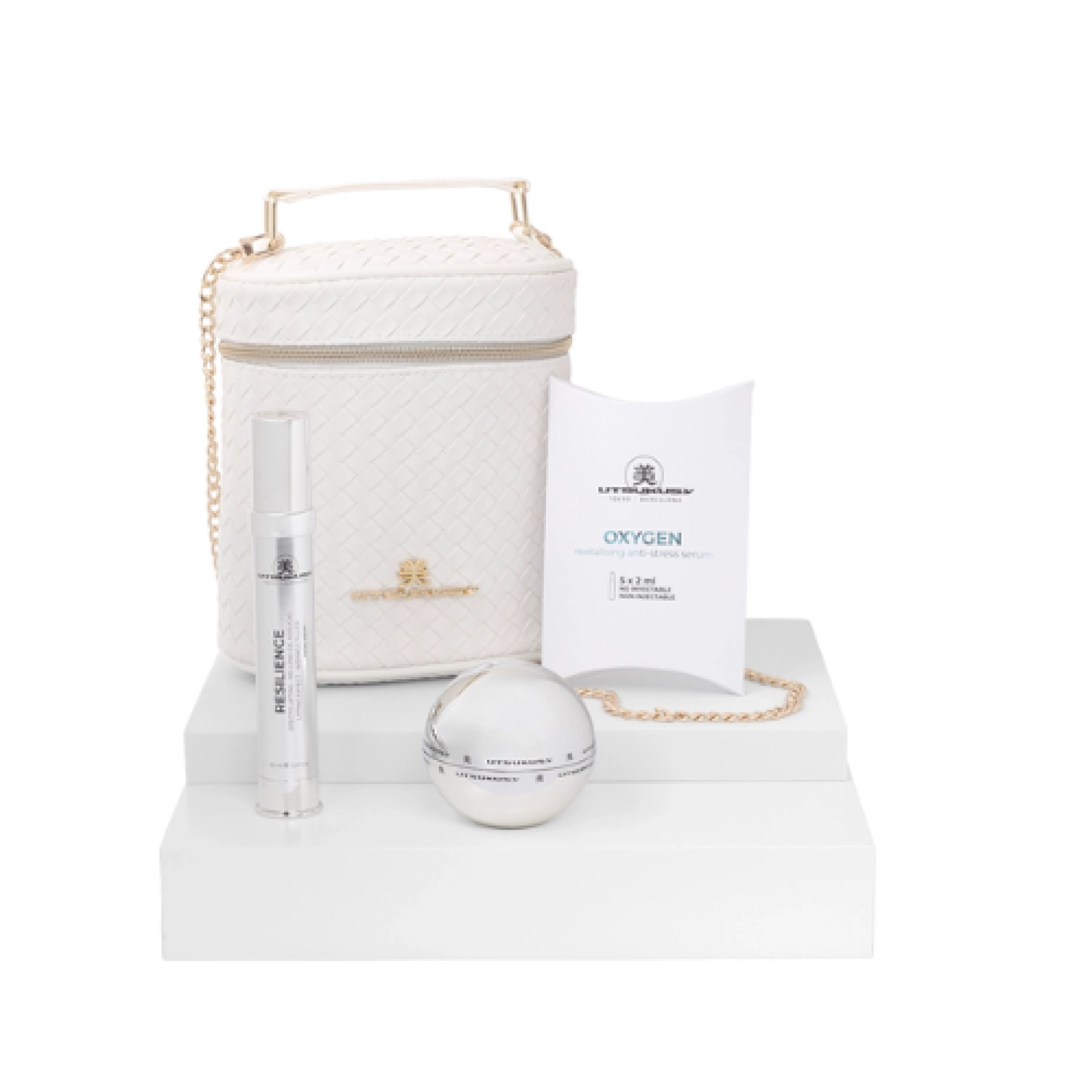 Set Resilience con neceser | Crema Resilience 50ml + Serum Resilience 35ml + Ampollas OXYGEN 2ml - Resilience - Utsukusy ®