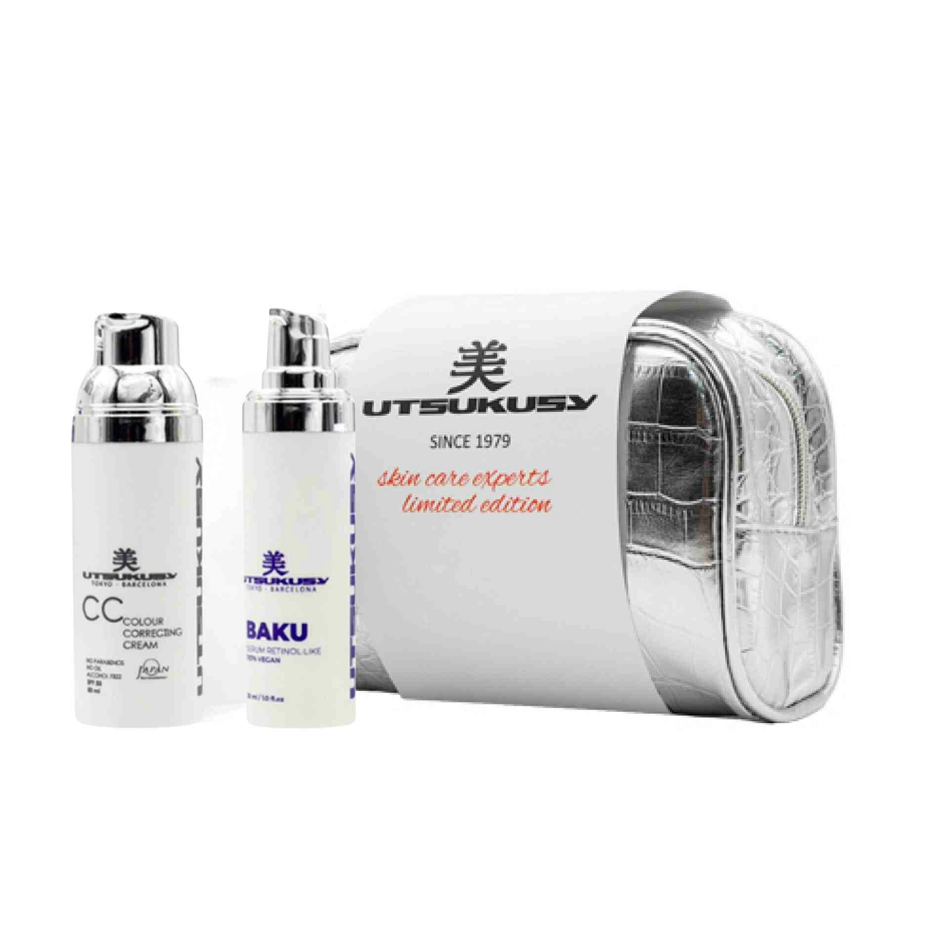 Set Retinol - Like | Serum Baku 30 ml + Crema Color 50 ml SPF 50 + Neceser de Regalo - Utsukusy ®
