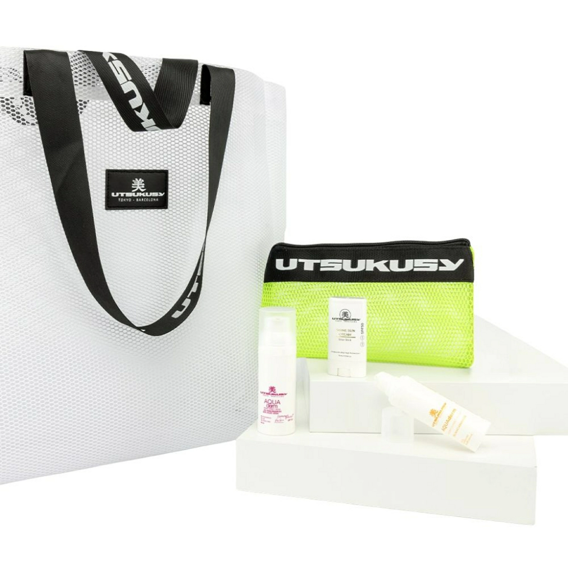 Set Sunskin Aqua Derm | Sérum Aqua Derm 30 ml + Crema Aqua Derm 50 ml + Stick Gel SPF50 – Utsukusy ®