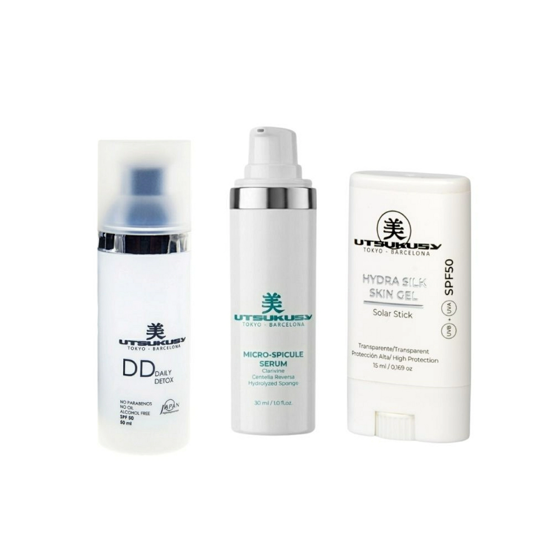 Set Sunskin Facial Color DD | Crema con Color DD + Sérum Micro Spicule + Sun Stick SPF 50 – Utsukusy ®