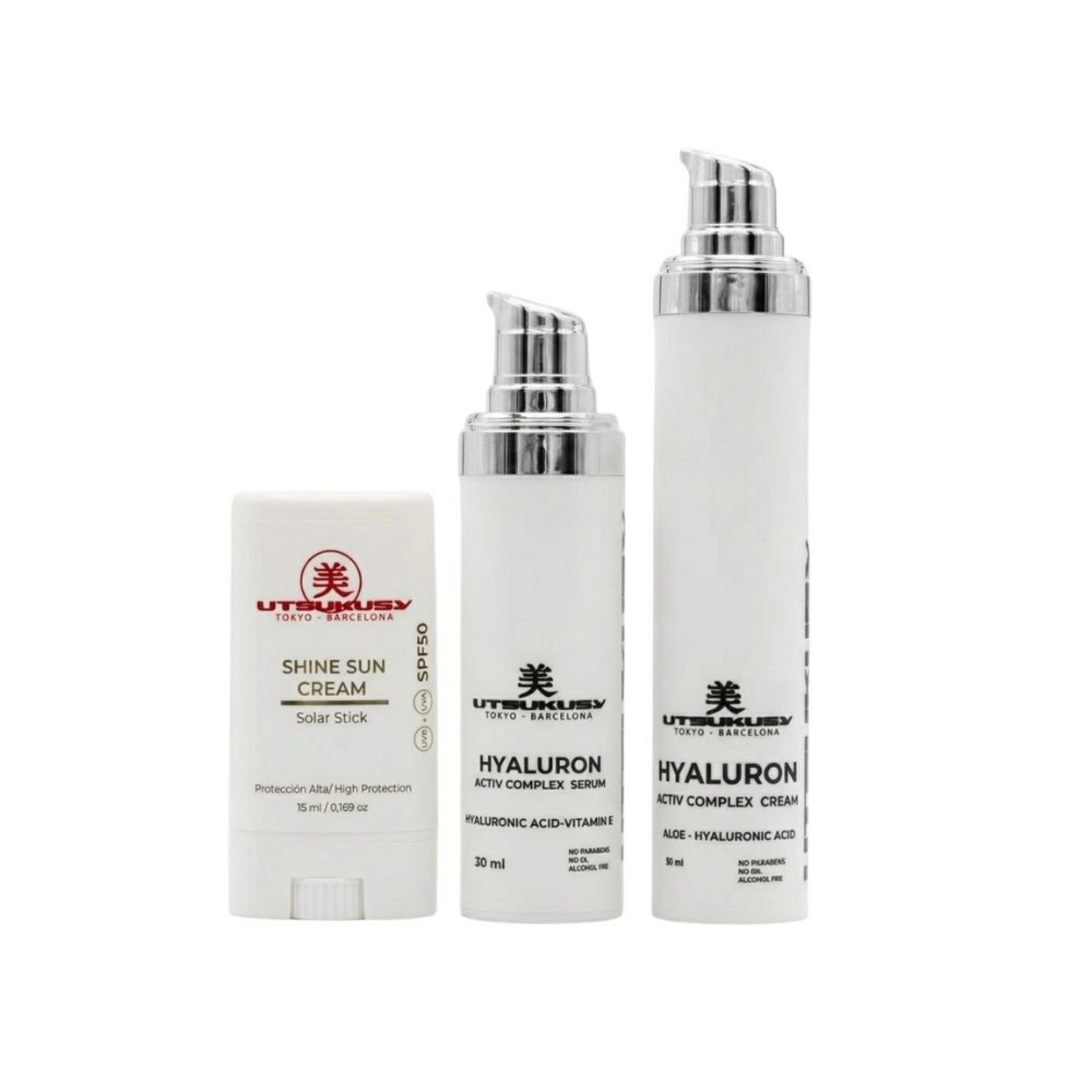 Set Sunskin Hyaluron | Sérum Hyaluron 30 ml + Crema Hyaluron 50 ml + Stick Crema SPF50 - Utsukusy