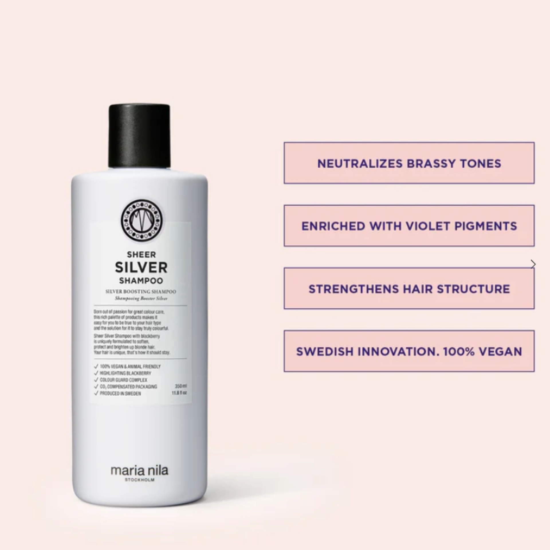 Shampoo | Champú Matizador para Cabellos Rubios y Grises - Sheer Silver - Maria Nila ®