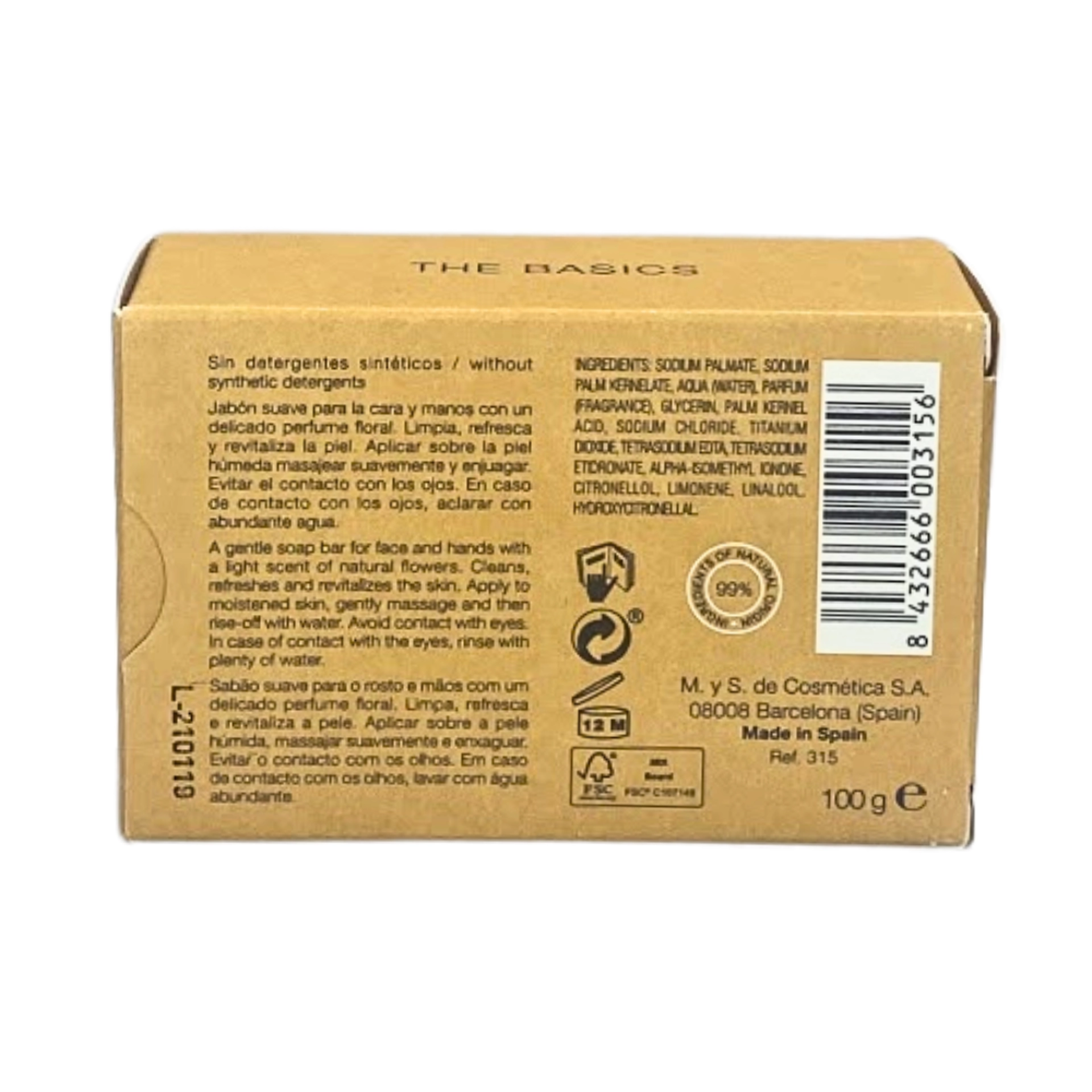 Soap Bar | Jabón de cara y manos 100g - The Basics - Bruno Vassari ®