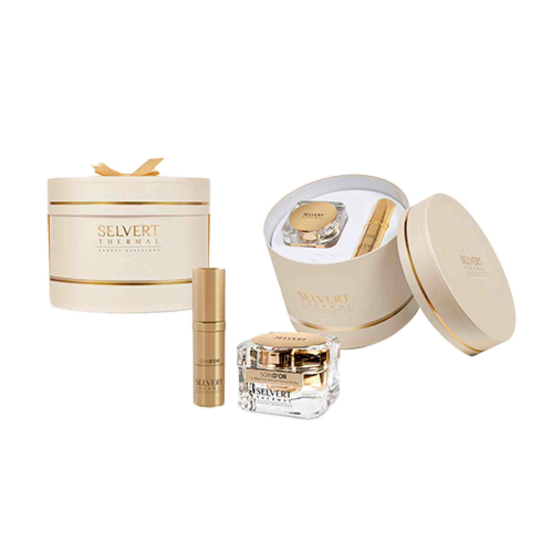 Soin D'or Coffret: Pure Golden Cream 18K + Pure Golden Oil 18K | Pack antiedad - Selvert Thermal ®