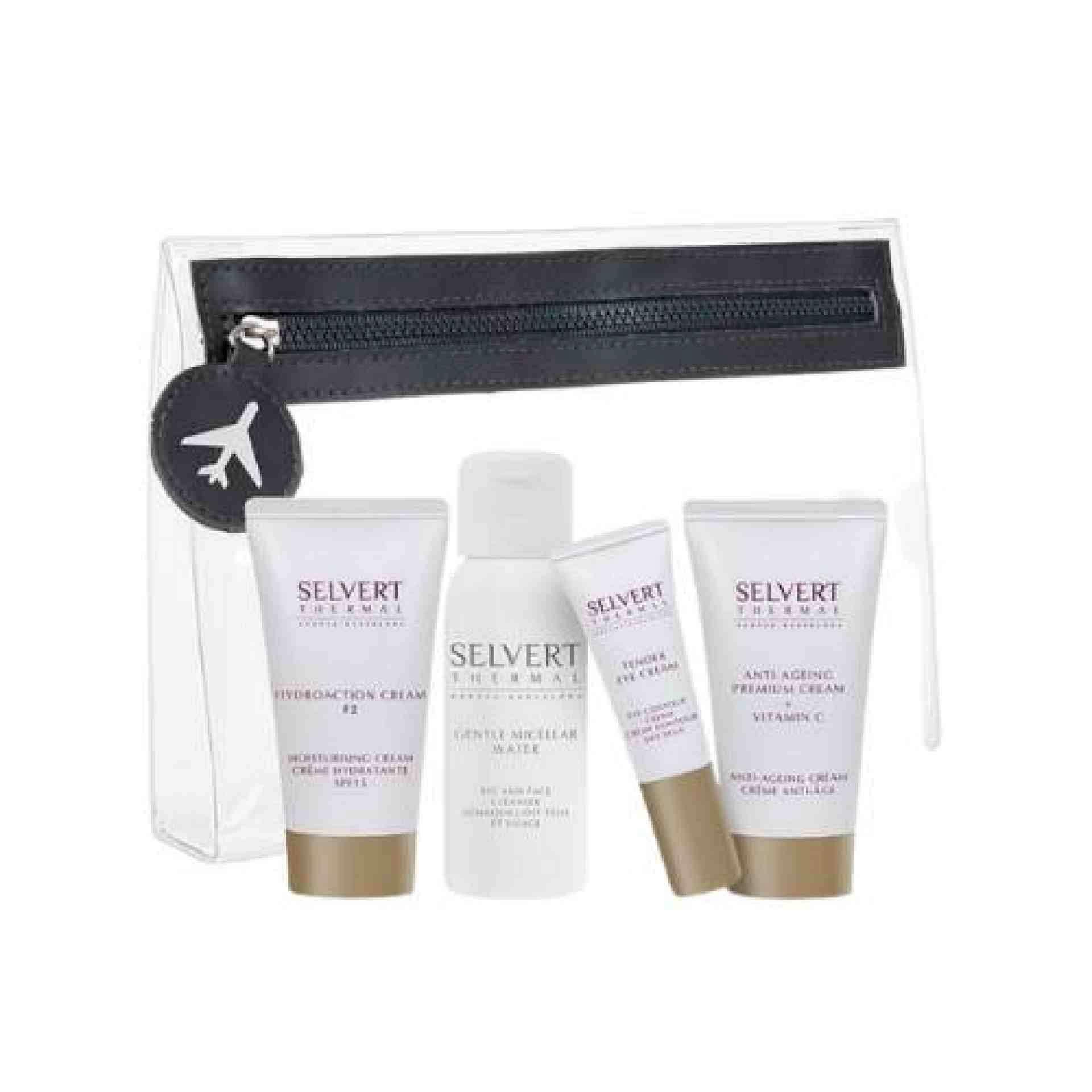 Travel Kit: F2 30ml, Antiedad 30ml, Contorno de ojos 10ml, Agua Micelar 50ml | Selvert Thermal ®