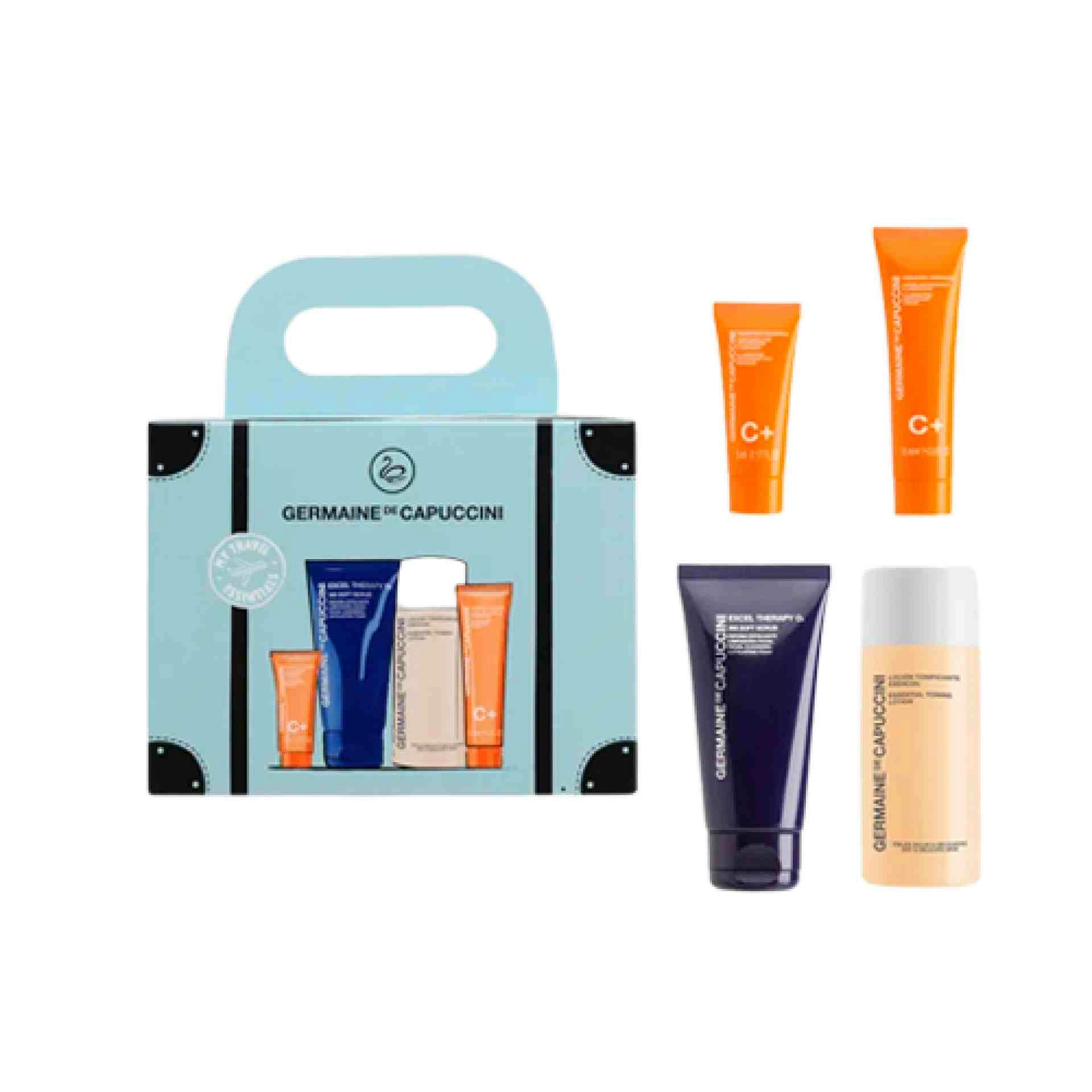 Travel Set Routine | Exfoliante 50ml + Tónico 50ml + Crema 15ml + Contorno ojos 5ml - Timexpert Radiance C+ - Germaine de Capuccini ®