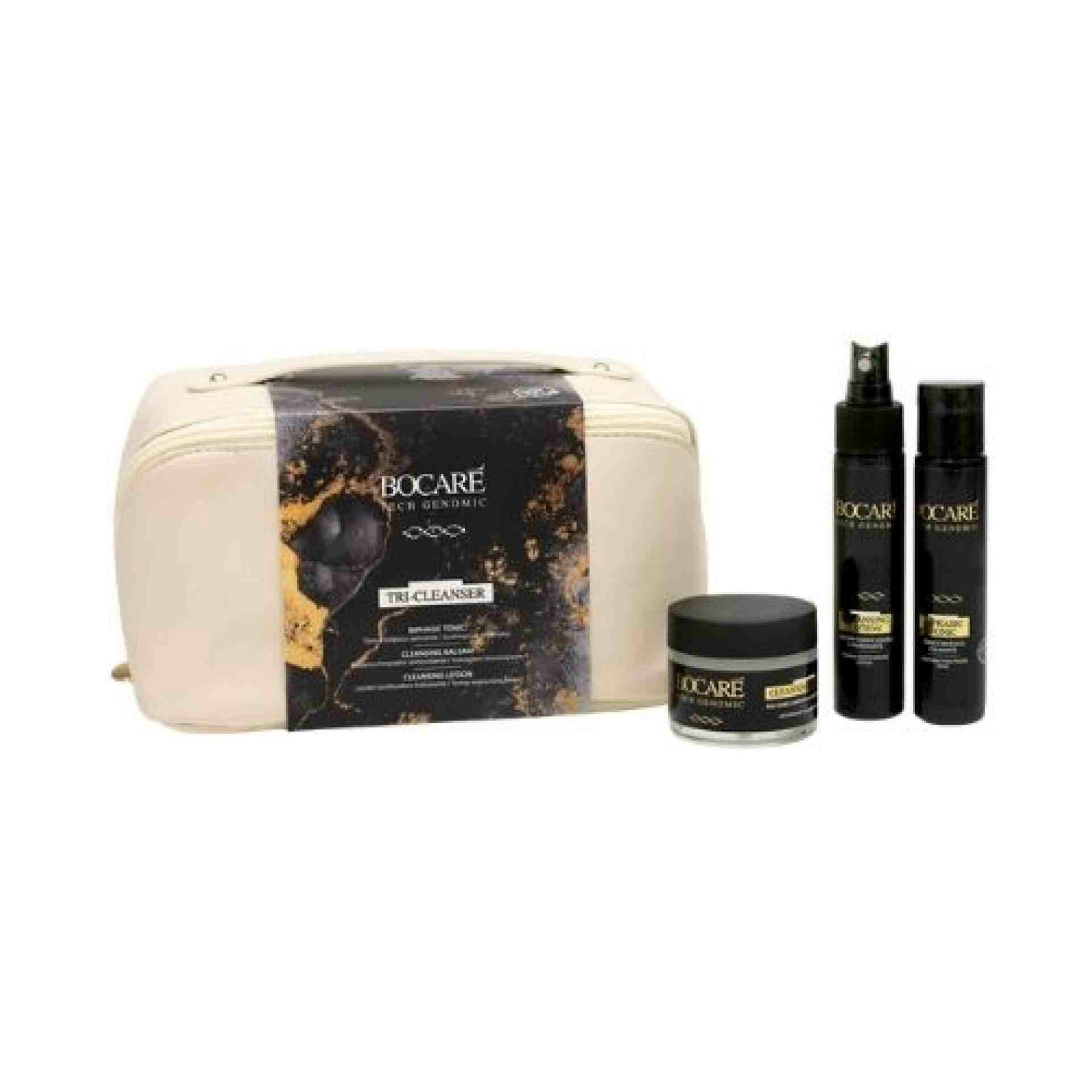 Tri Cleanser Travel Kit: Biphasic Tonic 60ml + Cleansing Balm 50ml + Cleansing Lotion 60ml - Essential - Bocaré Tech Genomic ®