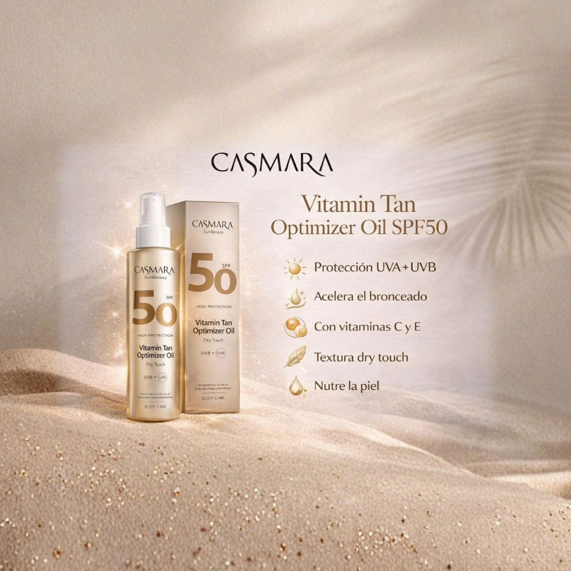 Vitamin Tan Optimizer Oil SPF50 200ml | Crema Corporal Solar - Casmara ®