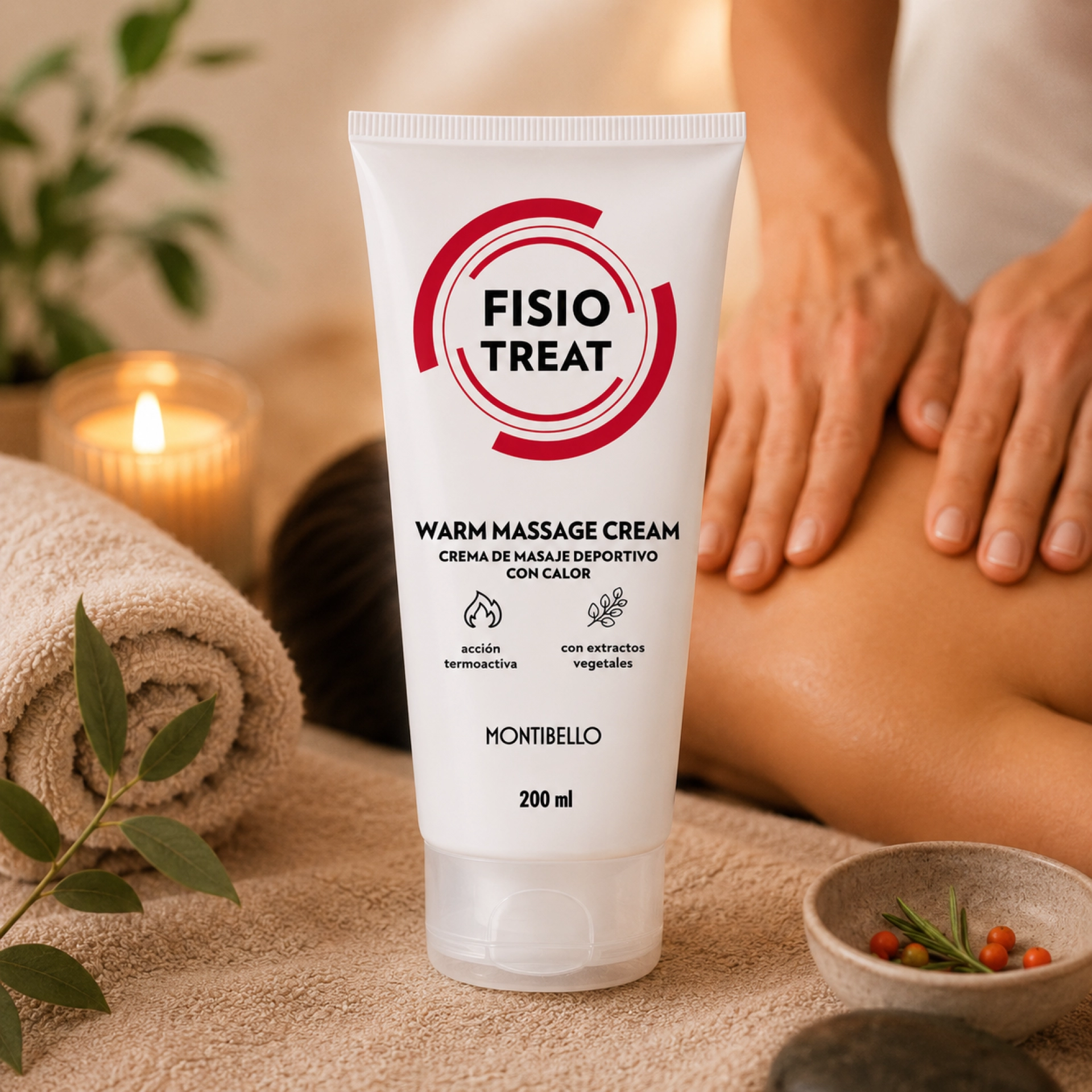 Warm Massage Cream | Crema masaje efecto calor 200ml - Fisiotreat - Montibello ®