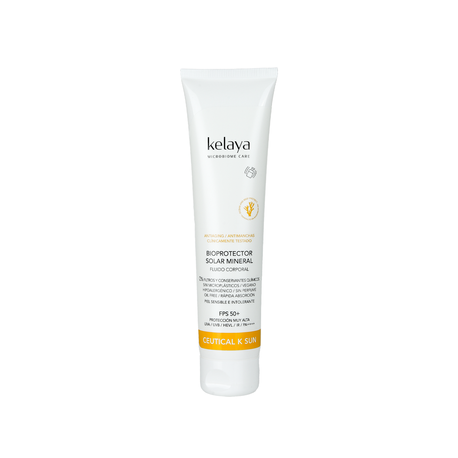 Protector solar corporal (PA++++) contra rayos UVA/UVB, rayos infrarrojos (IR), luz azul (HEVL) y FPS 50+ de Kelaya