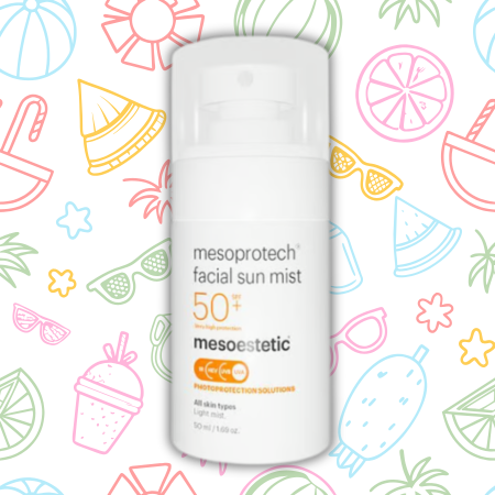 Bruma facial antiedad con protección SPF50+ de Mesoestetic